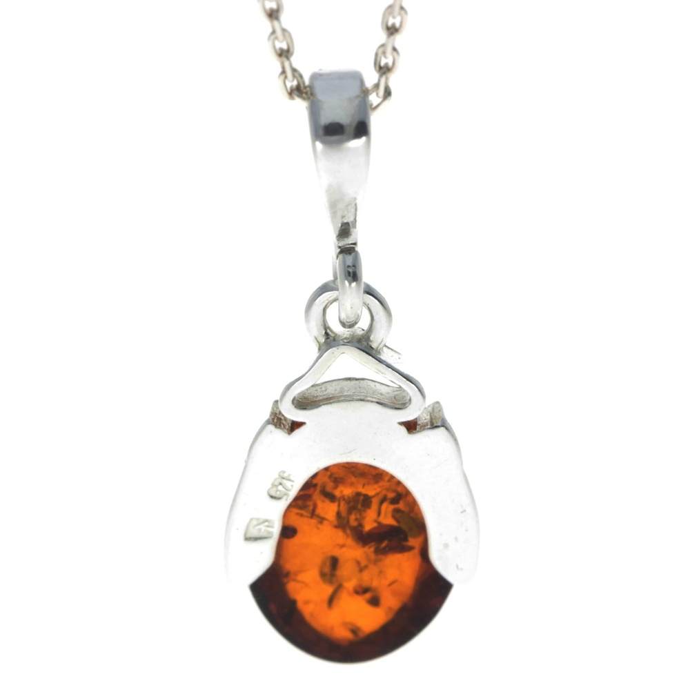 925 Sterling Silver & Genuine Baltic Amber Classic Pendant - M335