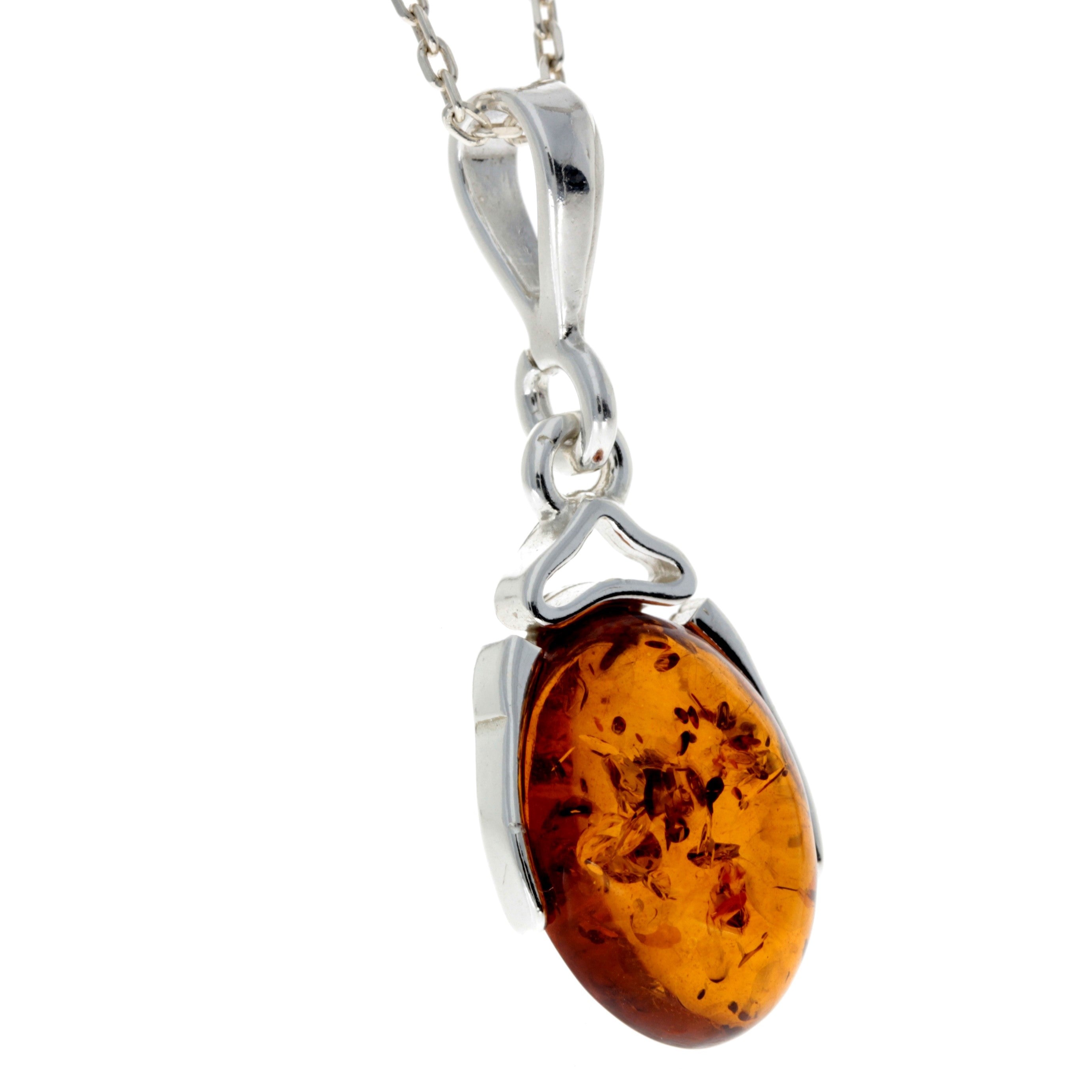 925 Sterling Silver & Genuine Baltic Amber Classic Pendant - M335