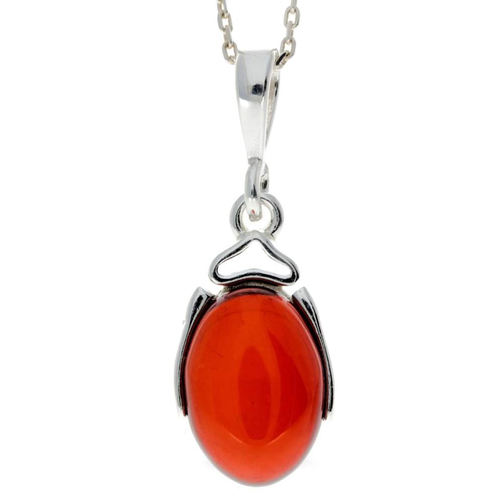 925 Sterling Silver & Genuine Baltic Amber Classic Pendant - M335