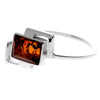 925 Sterling Silver & Genuine Baltic Amber Rectangular Ring - M424