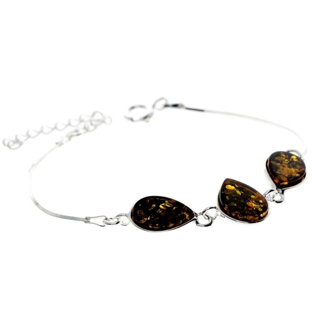 925 Sterling Silver & Baltic Amber Classic Adjustable Bracelet 20 cm - M554