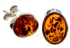 Load image into Gallery viewer, Designer Silver &amp; Amber Stud Earrings in Cognac - SilverAmberJewellery