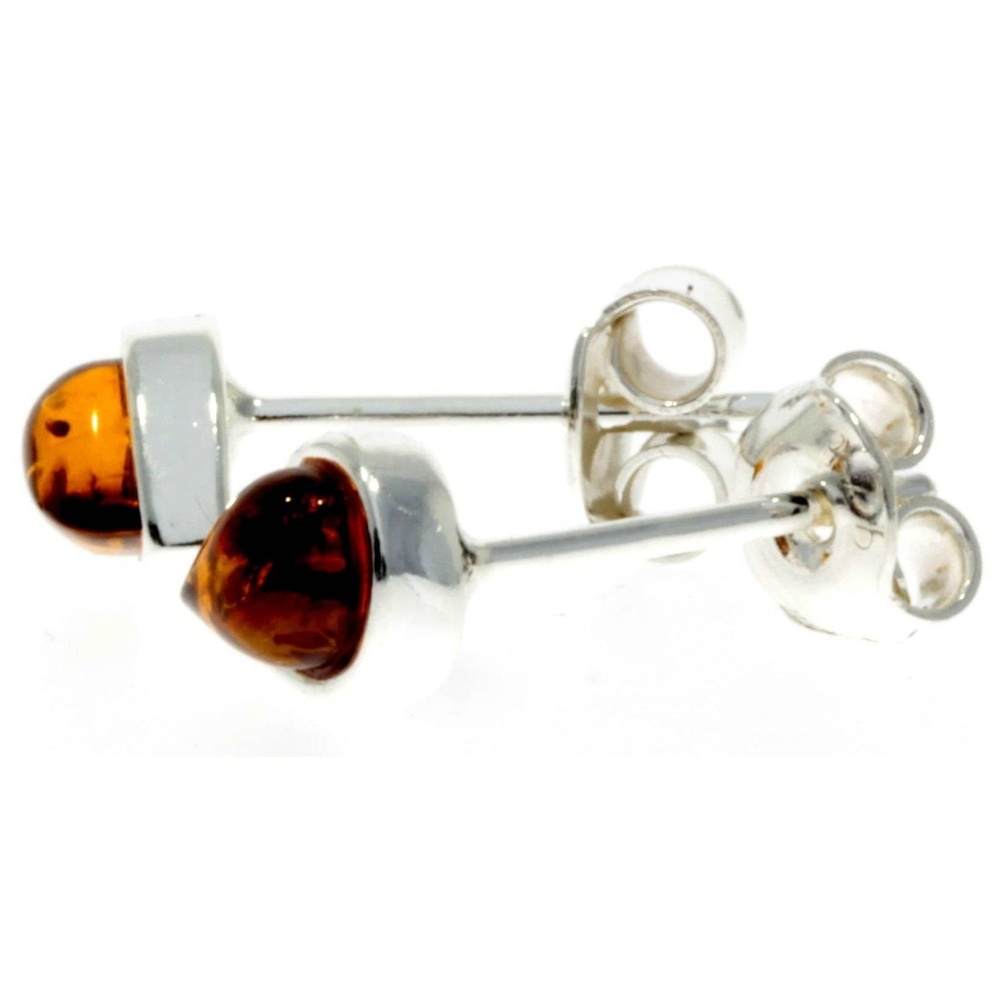 Designer Silver & Amber Stud Earrings Little Pears - M638
