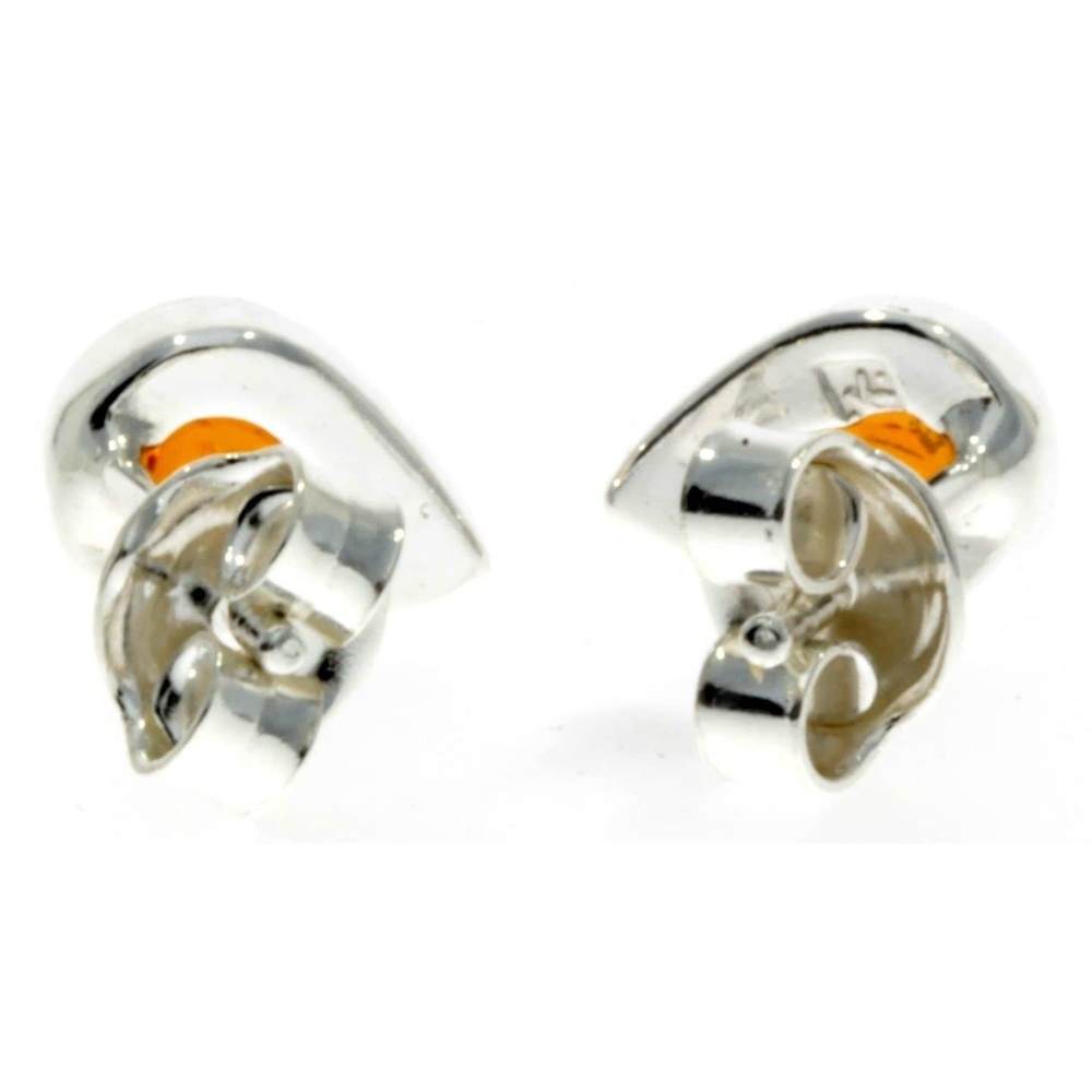 Designer Silver & Amber Stud Earrings Little Pears - M638