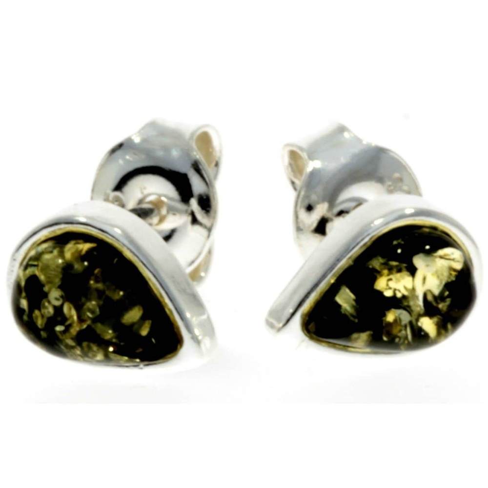 Designer Silver & Amber Stud Earrings Little Pears - M638