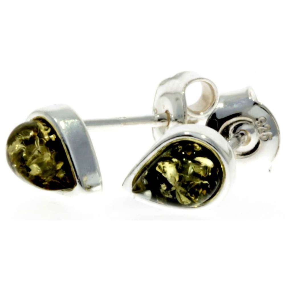 Designer Silver & Amber Stud Earrings Little Pears - M638