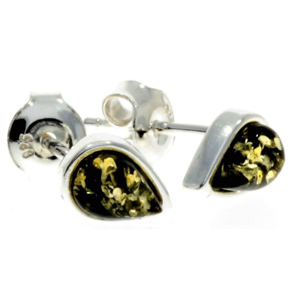 Designer Silver & Amber Stud Earrings Little Pears - M638