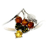 925 Sterling Silver & Genuine Baltic Amber Flower Ring - M735