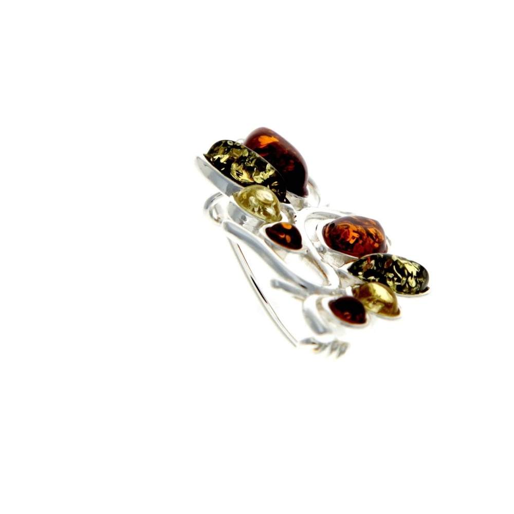 925 Sterling Silver & Baltic Amber Modern Brooch - M803