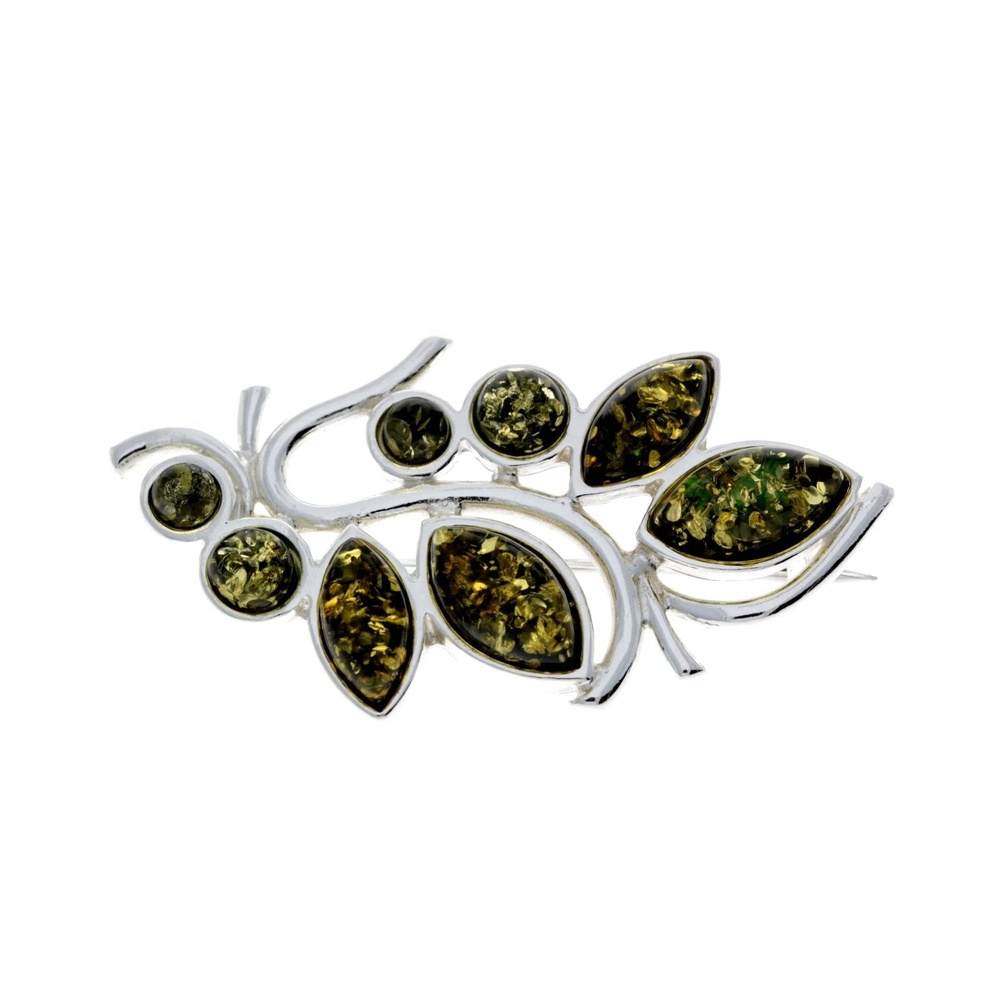 Modern design Baltic Amber Brooch - SilverAmberJewellery