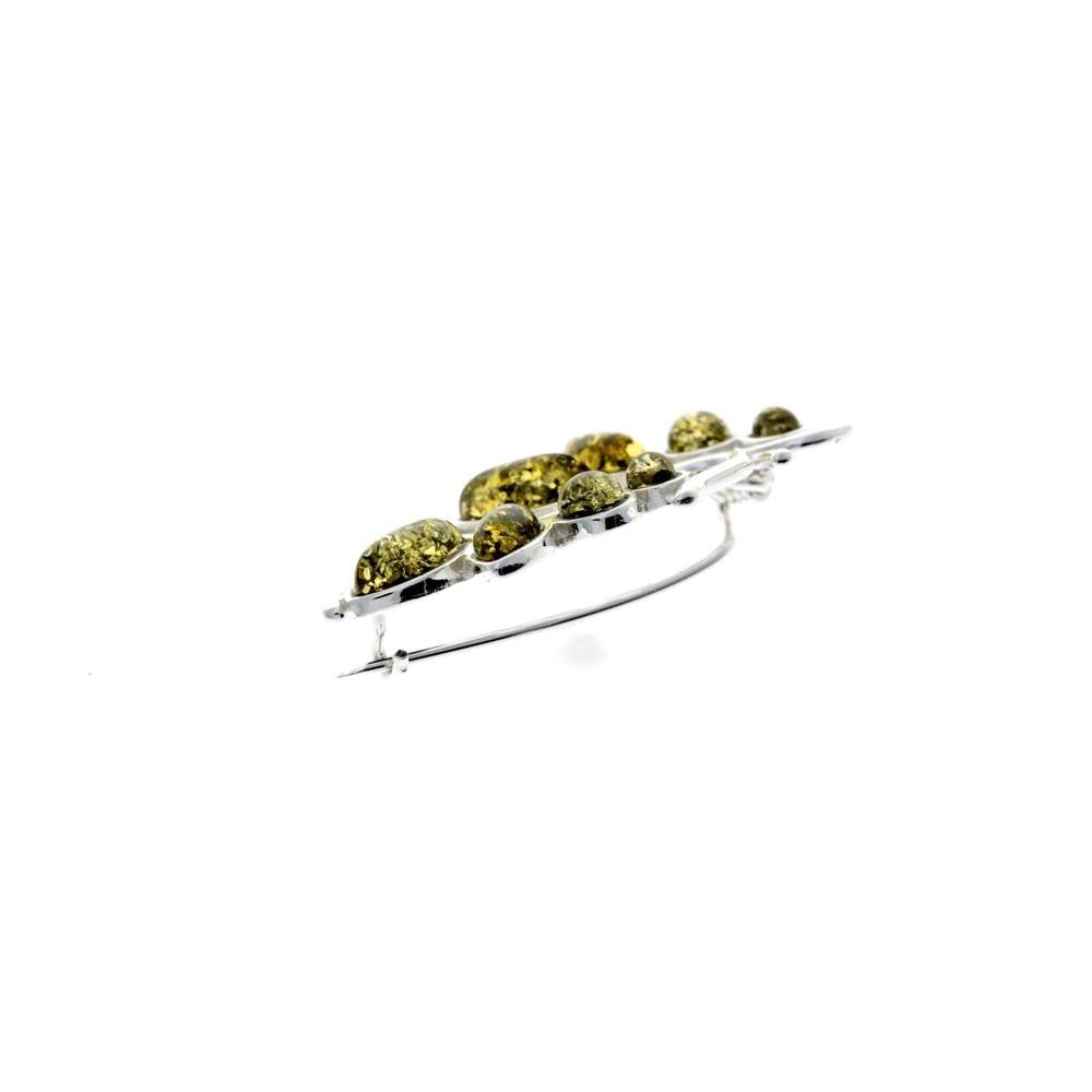 925 Sterling Silver & Baltic Amber Modern Brooch - M803