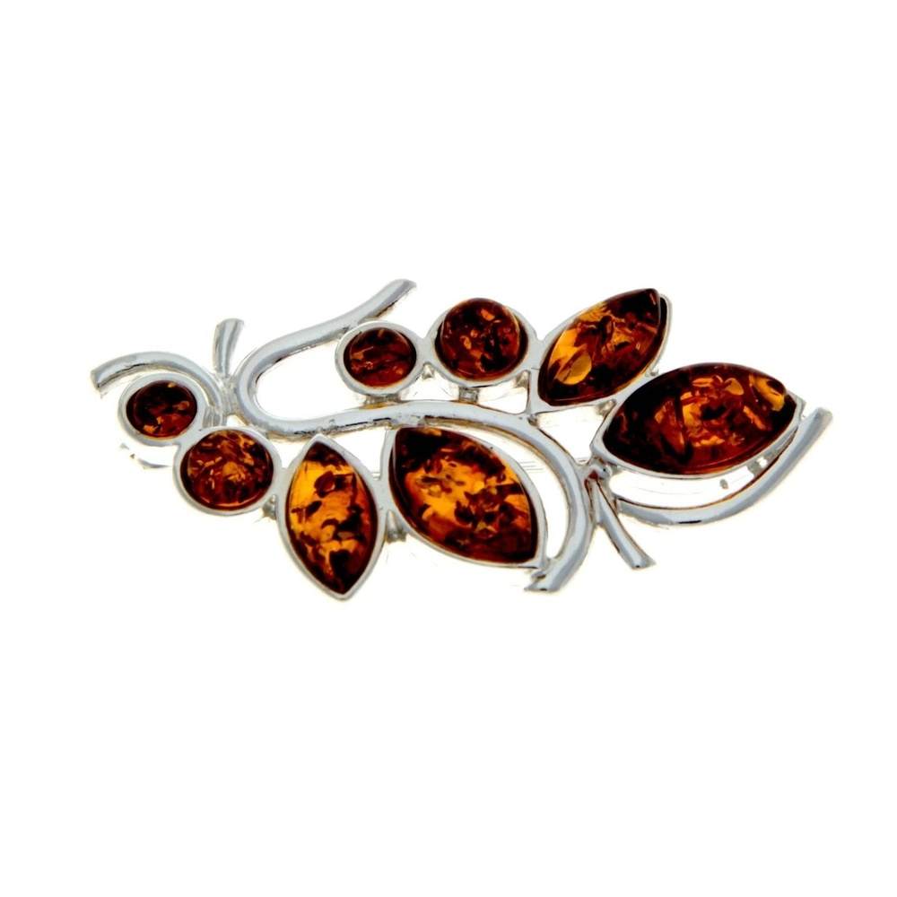 Modern design Baltic Amber Brooch - SilverAmberJewellery