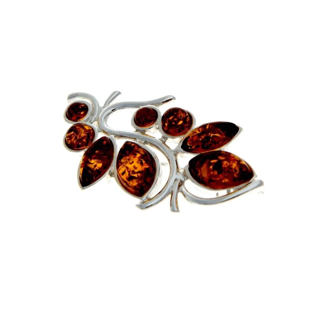 925 Sterling Silver & Baltic Amber Modern Brooch - M803