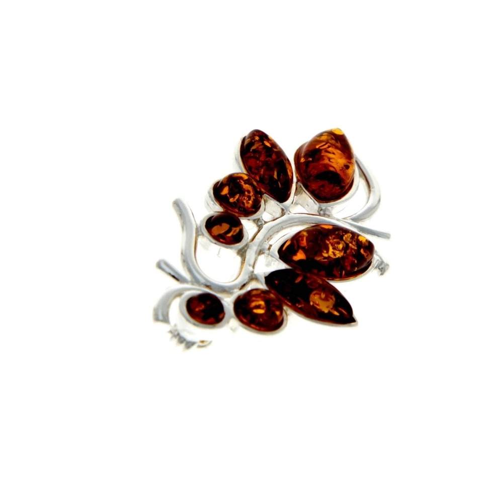 925 Sterling Silver & Baltic Amber Modern Brooch - M803