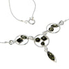 925 Sterling Silver & Genuine Baltic Amber Multi Stones Modern Necklace - M912