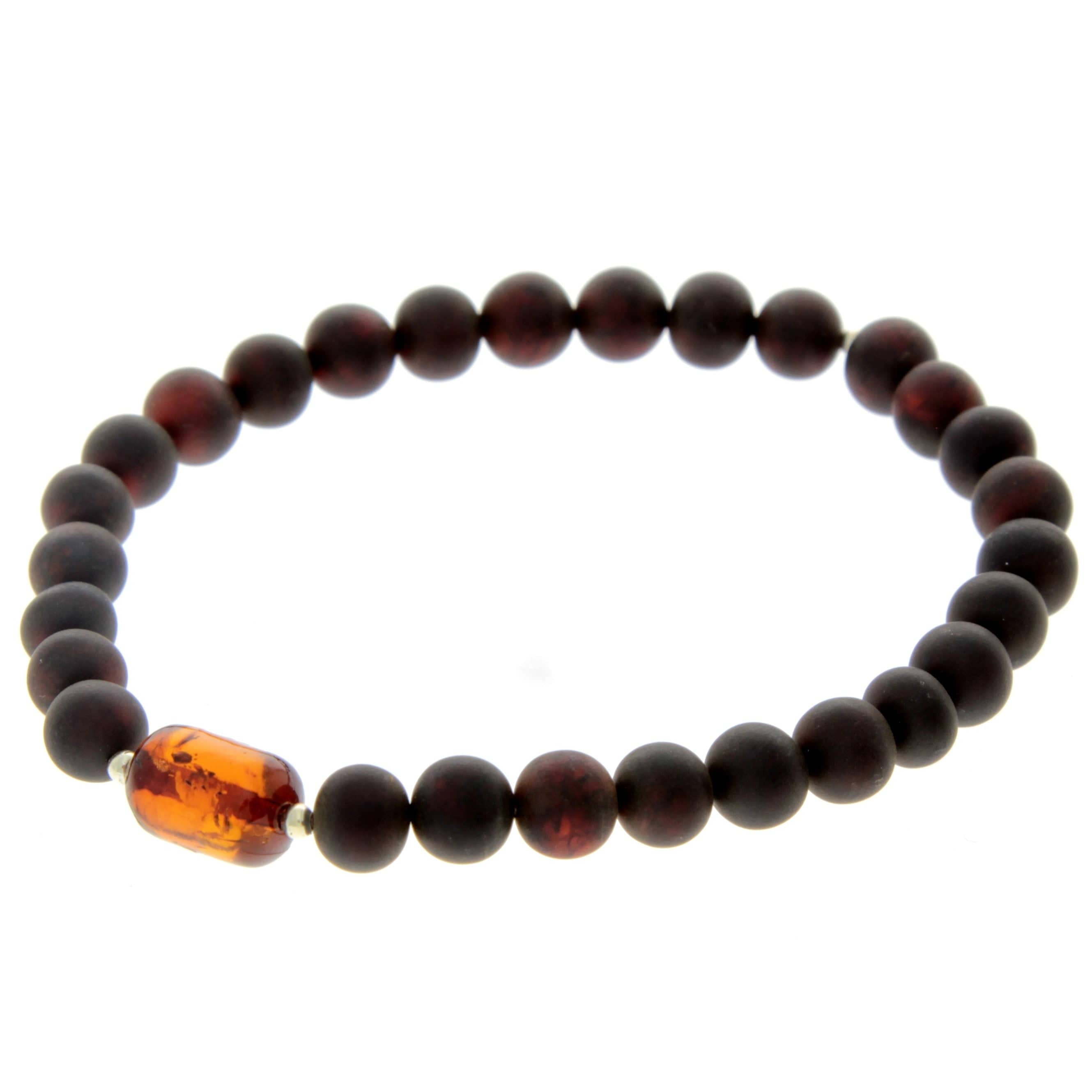 Genuine Baltic Amber Adjustable Beaded Bracelet for Men - MB006