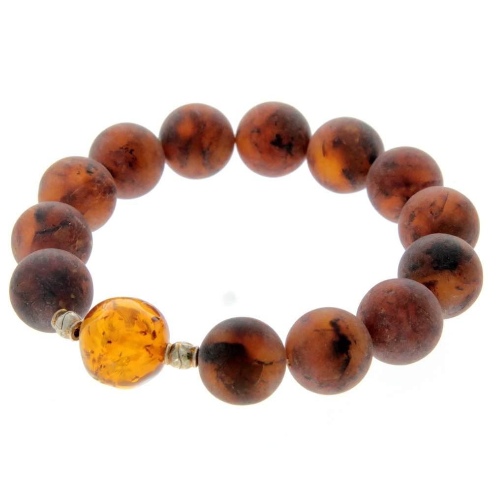 Genuine Raw Baltic Amber Adjustable Beaded Bracelet for Men - MB015