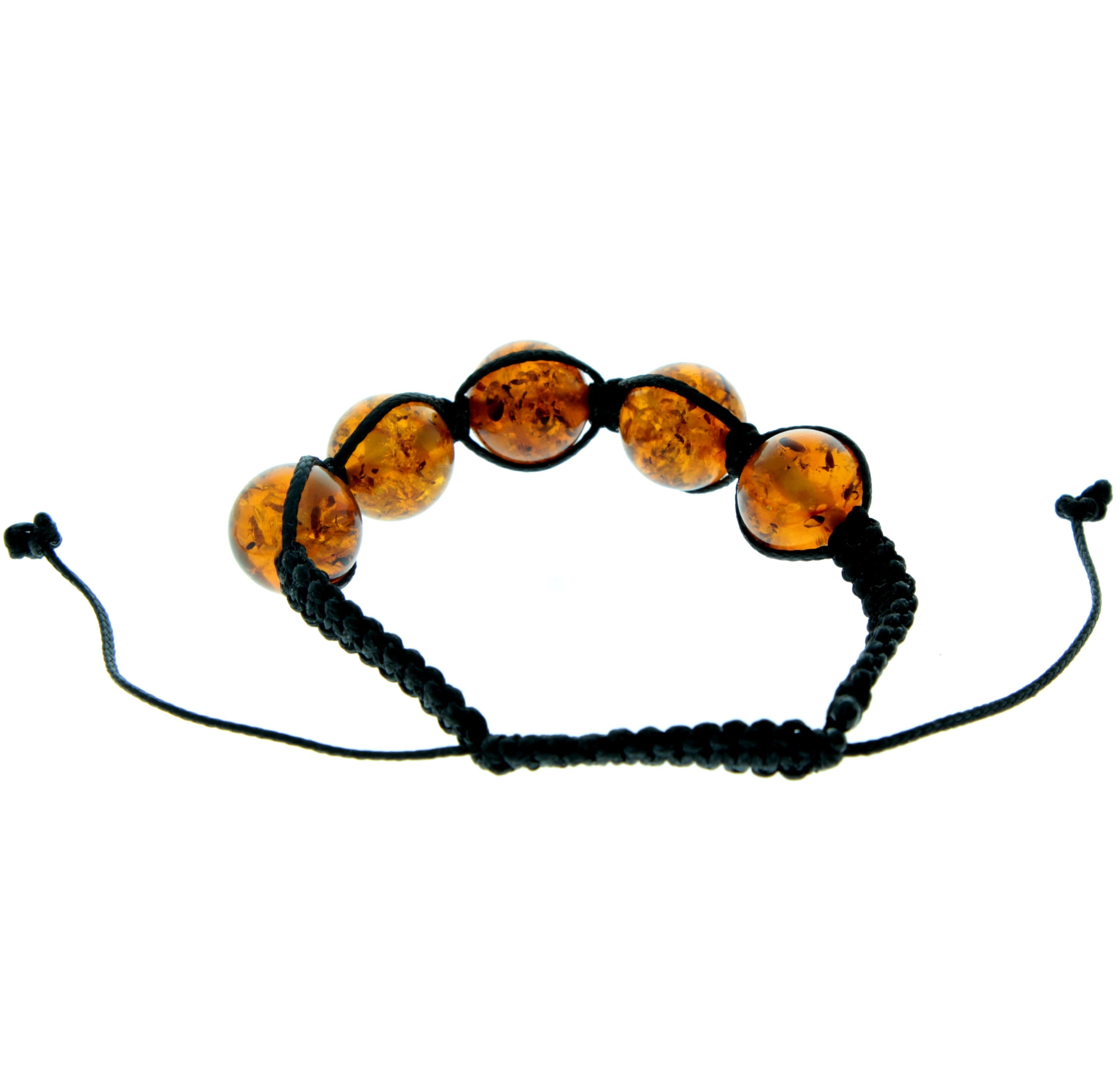 Genuine Baltic Amber Adjustable Bracelet for Men with Amber Balls - MB020