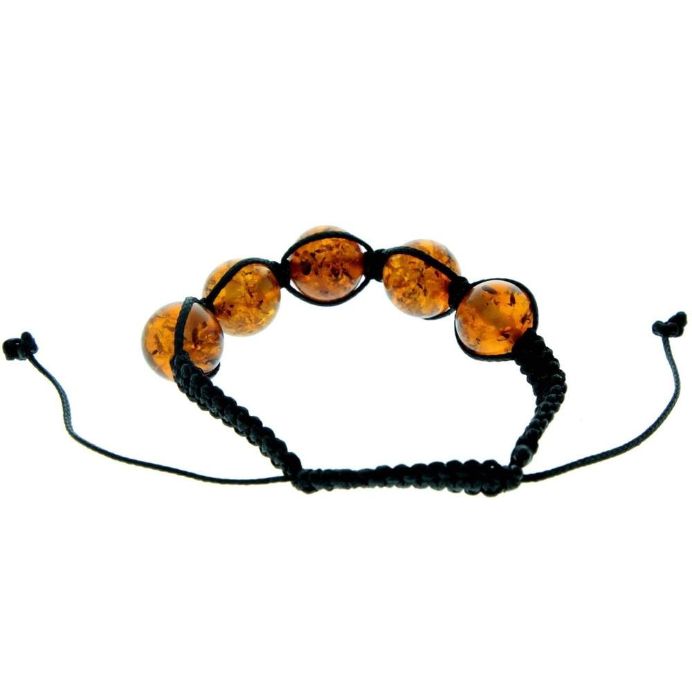 Genuine Baltic Amber Adjustable Bracelet for Men with Amber Balls - MB020