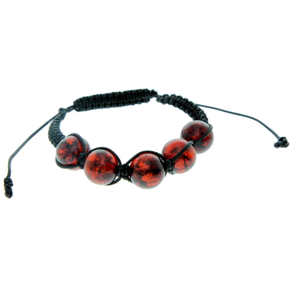 Genuine Baltic Amber Adjustable Bracelet for Men with Amber Balls - MB020