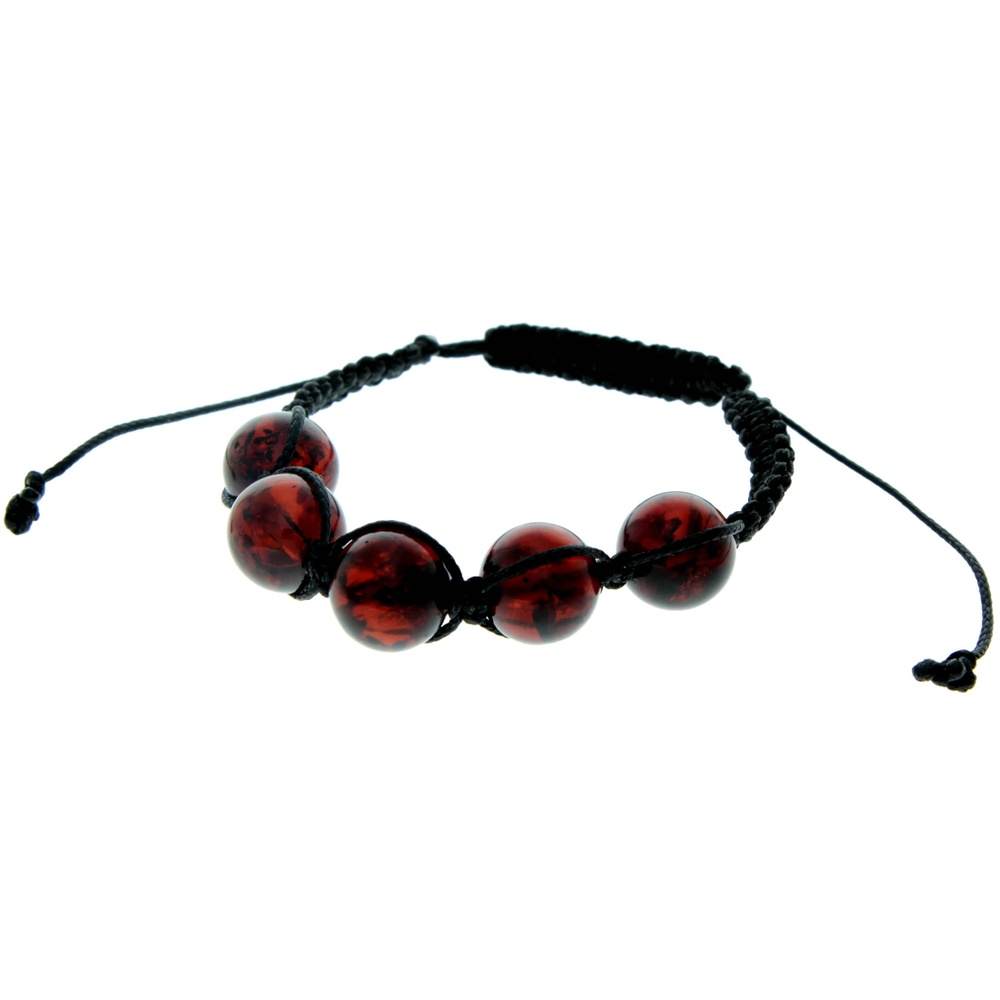 Genuine Baltic Amber Adjustable Bracelet for Men with Amber Balls - MB020