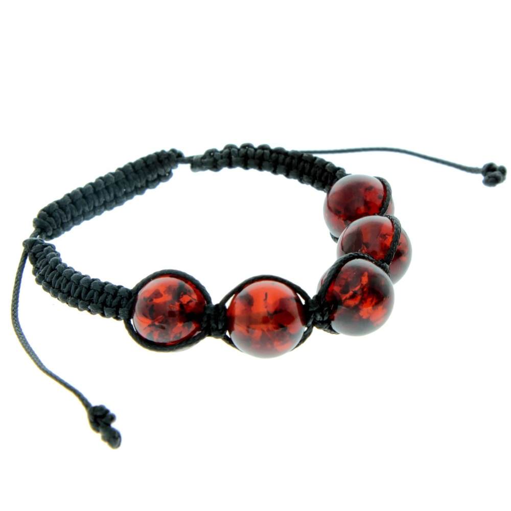 Genuine Baltic Amber Adjustable Bracelet for Men with Amber Balls - MB020