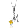 925 Sterling Silver & Genuine Baltic Amber Initials Alphabet Letters Pendant - AP