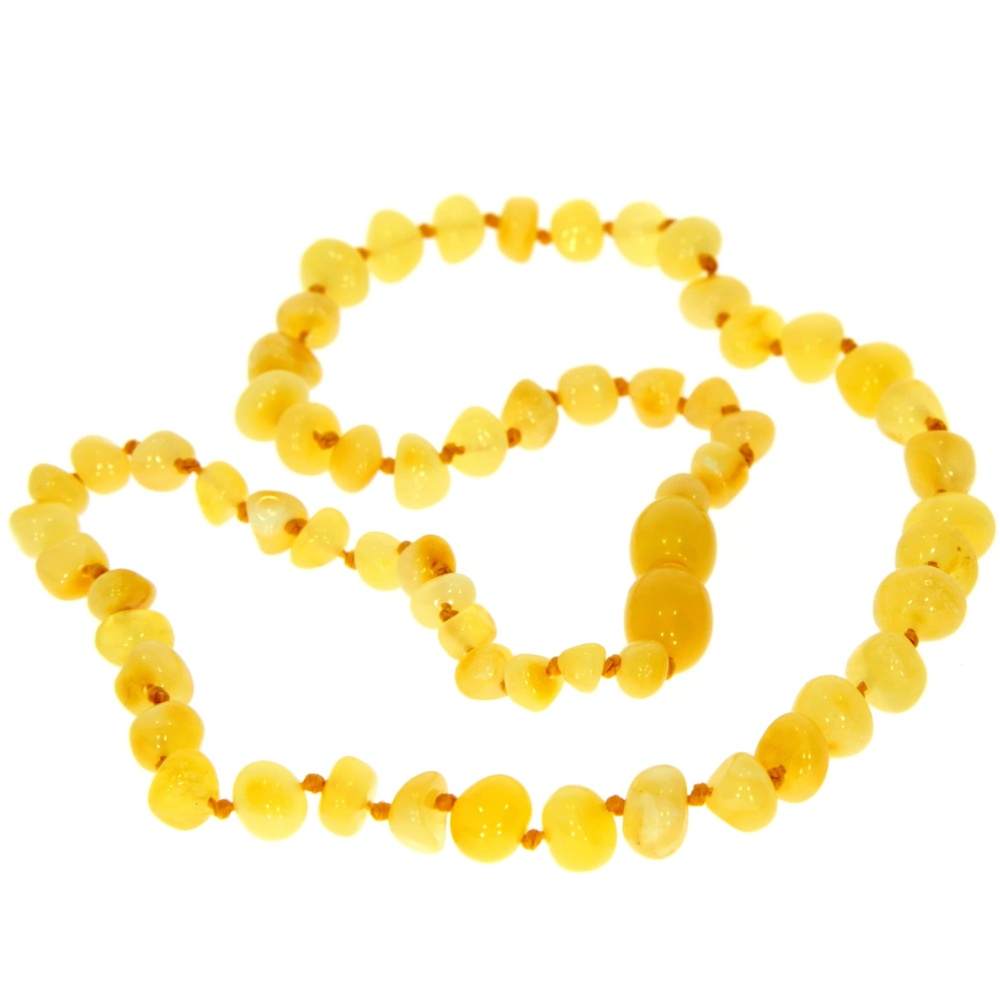 Genuine Baltic Amber Polished Baroque Beaded Necklace in various colours & sizes. All beads knotted in between.