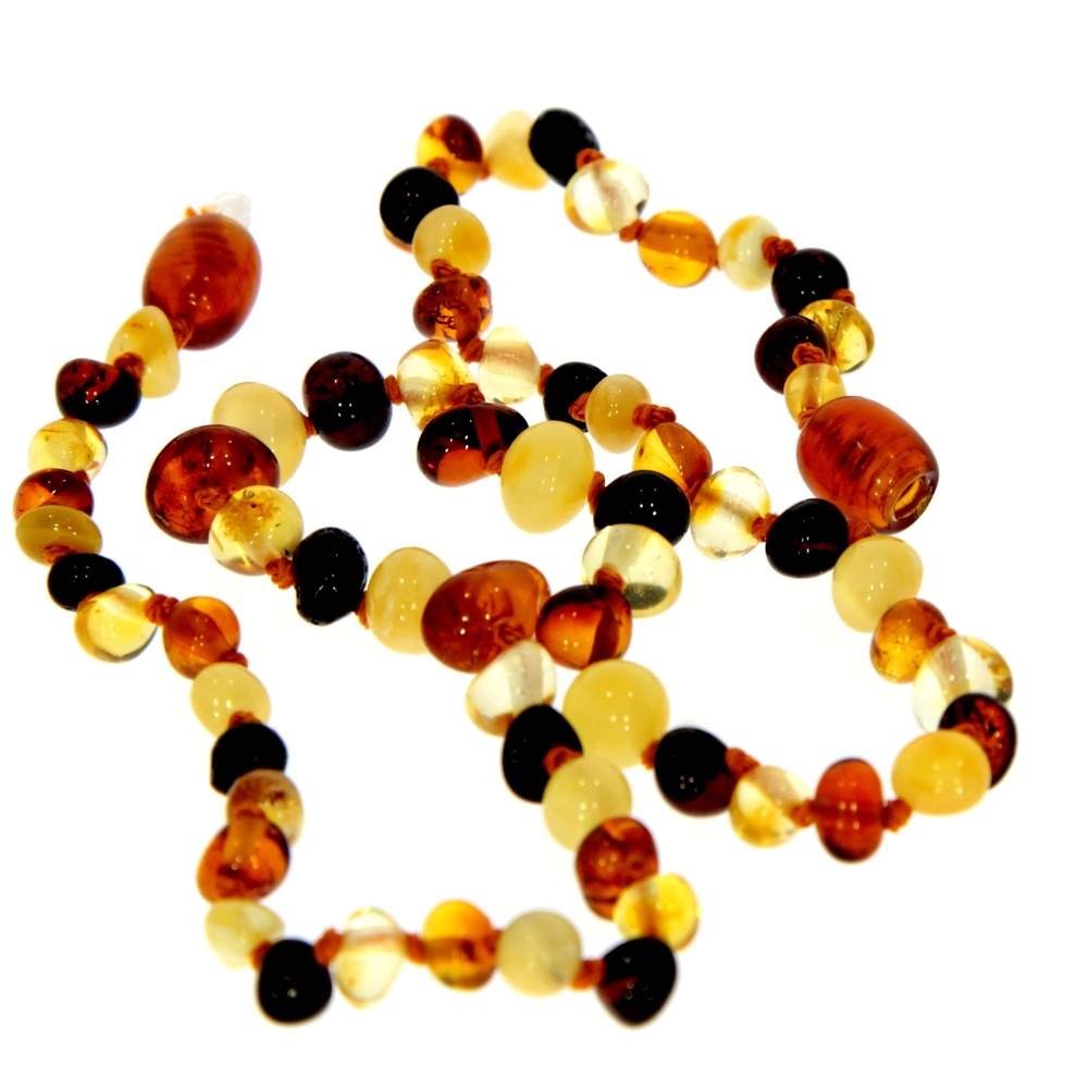 Genuine Baltic Amber Polished Baroque Beaded Necklace in various colours & sizes. All beads knotted in between.