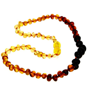 Genuine Baltic Amber Polished Baroque Beaded Necklace in various colours & sizes. All beads knotted in between.