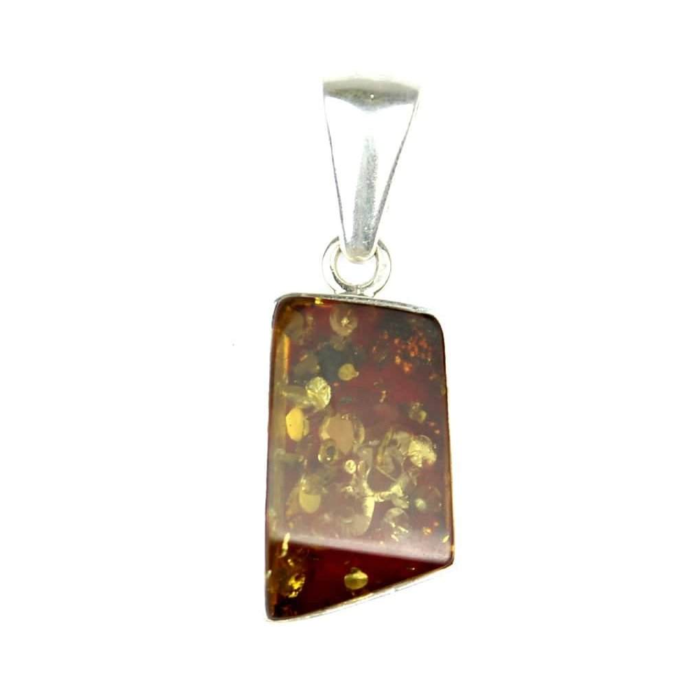 925 Sterling Silver & Genuine Cognac Baltic Amber Exlusive Unique Pendant - PD1339