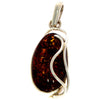 Load image into Gallery viewer, 925 Sterling Silver &amp; Genuine Cognac Baltic Amber Exlusive Unique Pendant - PD1916