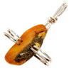 925 Sterling Silver & Genuine Lemon Baltic Amber Exlusive Unique Pendant - PD2016