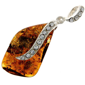 925 Sterling Silver & Genuine Green Baltic Amber Exlusive Unique Pendant - PD2072