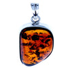 925 Sterling Silver & Genuine Cognac Baltic Amber Exlusive Unique Pendant - PD2118