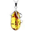 925 Sterling Silver & Genuine Cognac Baltic Amber Exlusive Unique Pendant - PD2163