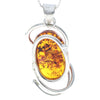 925 Sterling Silver & Genuine Cognac Baltic Amber Exlusive Unique Pendant - PD2183