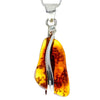 925 Sterling Silver & Genuine Cognac Baltic Amber Exlusive Unique Pendant - PD2209