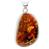 925 Sterling Silver & Genuine Cognac Baltic Amber Exlusive Unique Pendant - PD2236