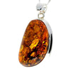 925 Sterling Silver & Genuine Cognac Baltic Amber Exlusive Unique Pendant - PD2236