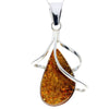 925 Sterling Silver & Genuine Green Baltic Amber Exlusive Unique Pendant - PD2301