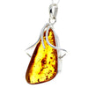 Load image into Gallery viewer, 925 Sterling Silver &amp; Genuine Cognac Baltic Amber Exlusive Unique Pendant - PD2306