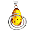 925 Sterling Silver & Genuine Cognac Baltic Amber Exlusive Unique Pendant - PD2320