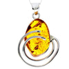 925 Sterling Silver & Genuine Cognac Baltic Amber Exlusive Unique Pendant - PD2321