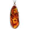 925 Sterling Silver & Genuine Cognac Baltic Amber Exlusive Unique Pendant - PD2337