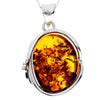 925 Sterling Silver & Genuine Cognac Baltic Amber Exlusive Unique Pendant - PD2348