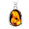 925 Sterling Silver & Genuine Cognac Baltic Amber Exlusive Unique Pendant - PD2355