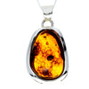 Load image into Gallery viewer, 925 Sterling Silver &amp; Genuine Cognac Baltic Amber Exlusive Unique Pendant - PD2355