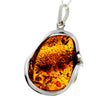 Load image into Gallery viewer, 925 Sterling Silver &amp; Genuine Cognac Baltic Amber Exlusive Unique Pendant - PD2357