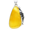 925 Sterling Silver & Genuine Lemon Baltic Amber Exlusive Unique Pendant - PD2369